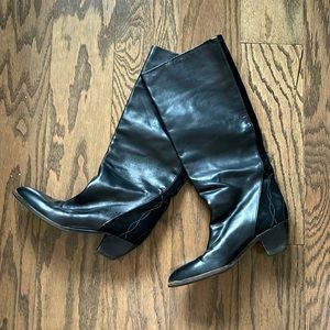 Black leather vintage boots